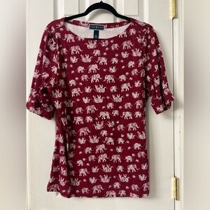 Karen Scott Red elephant print top XL